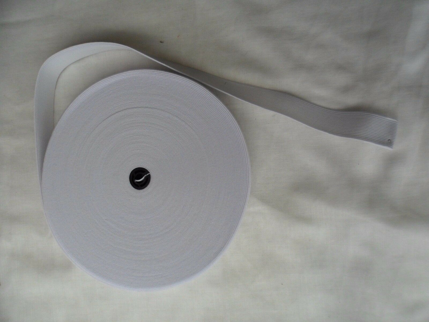 32mm White stretch elastic flat