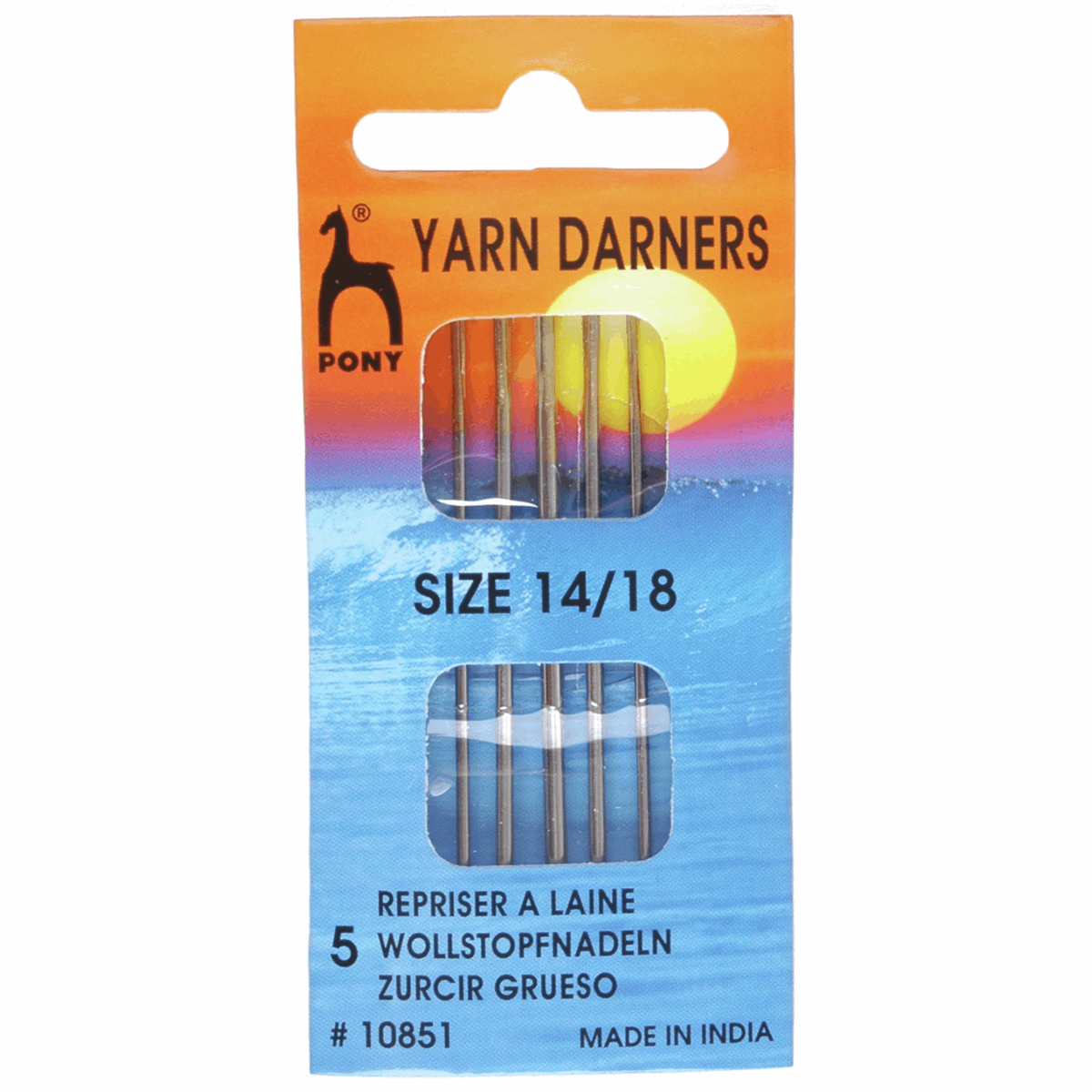 Pony Hand Sewing Needles: Darners: Gold Eye: Sizes: 14-18: Pony 10851: Pack of 5